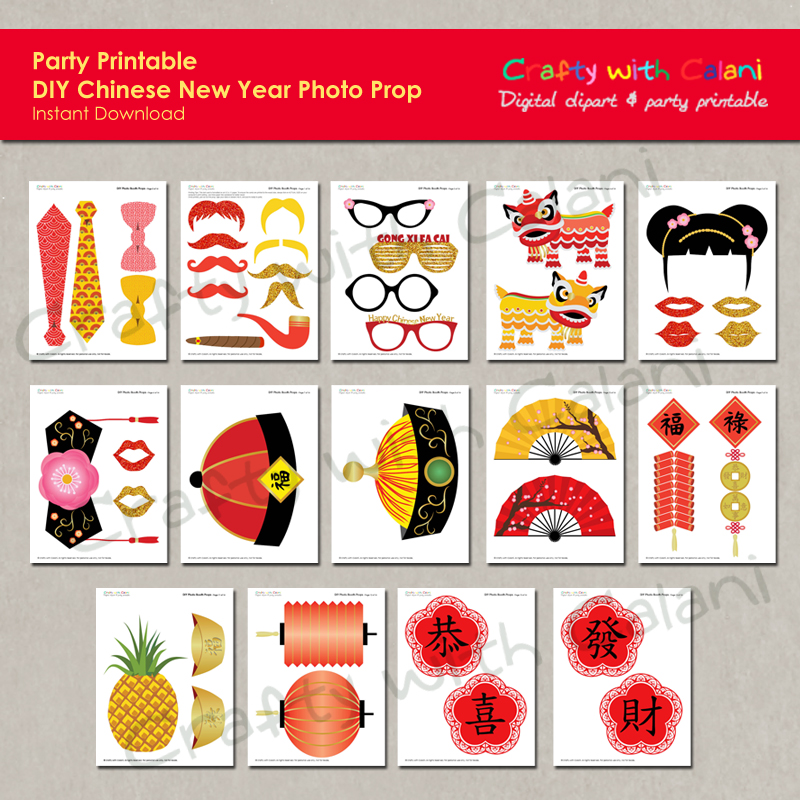 chinese new year photo booth props printable