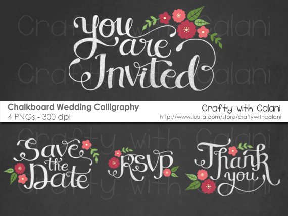 Chalkboard Wedding Invitation Calligraphy